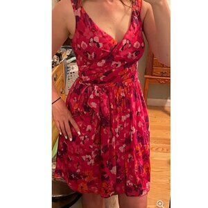 Express Red & Pink Multi Sleeveless Mock Wrap Party Night Out Dress size 0